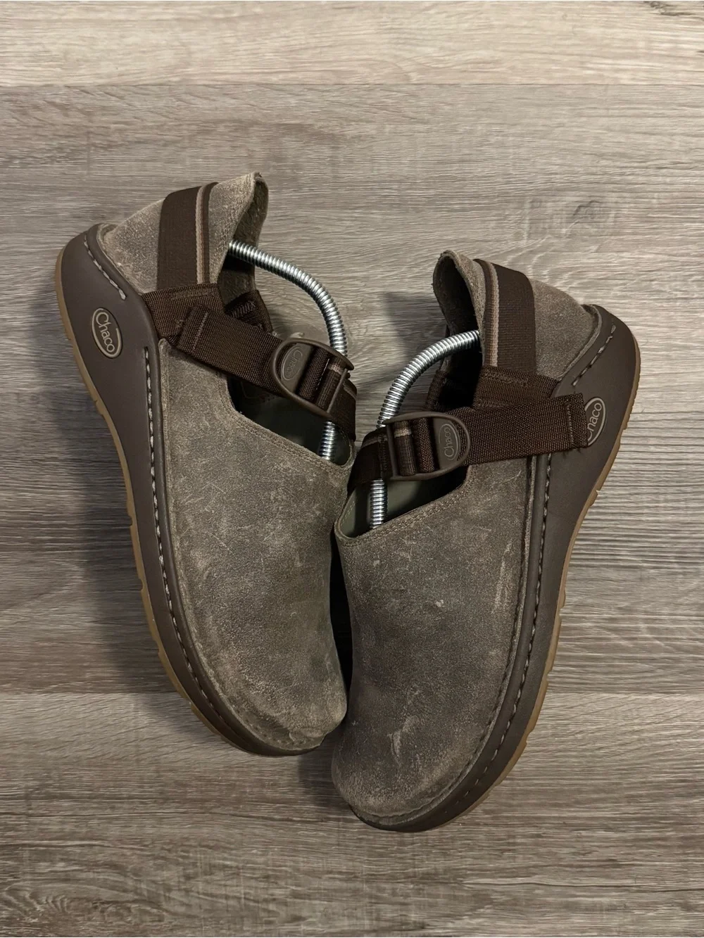 Chaco Men's Suede Slip-On Casual Shoes Adjustable Strap Gray/Brown US 10.5